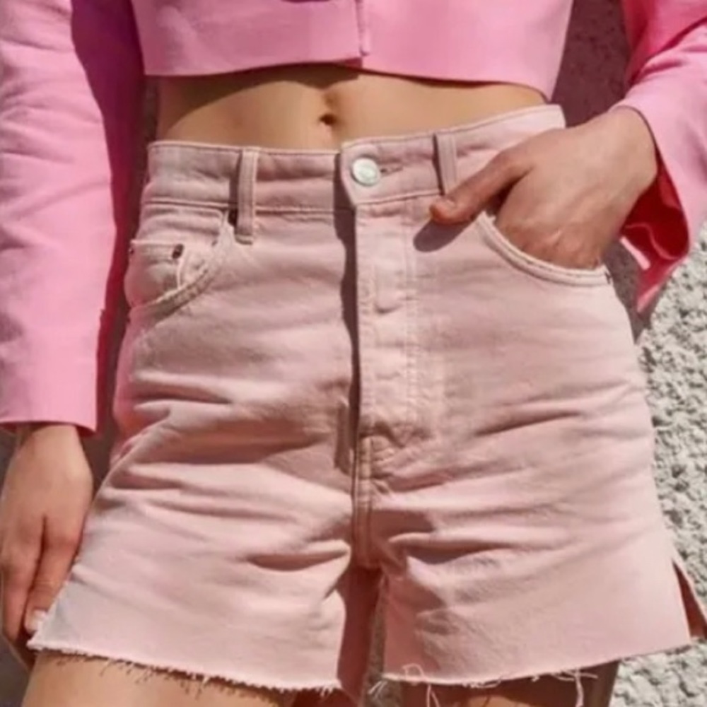 NWT Pink Zara denim cutoff shorts